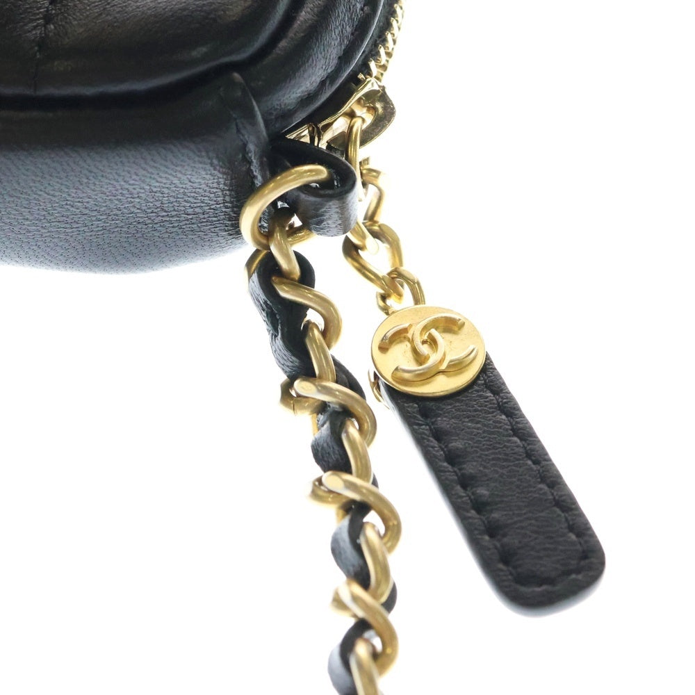 CHANEL(シャネル) ココマーク マトラッセ 30番台 ラムスキン レザーチェーンポーチ ブラック レディース