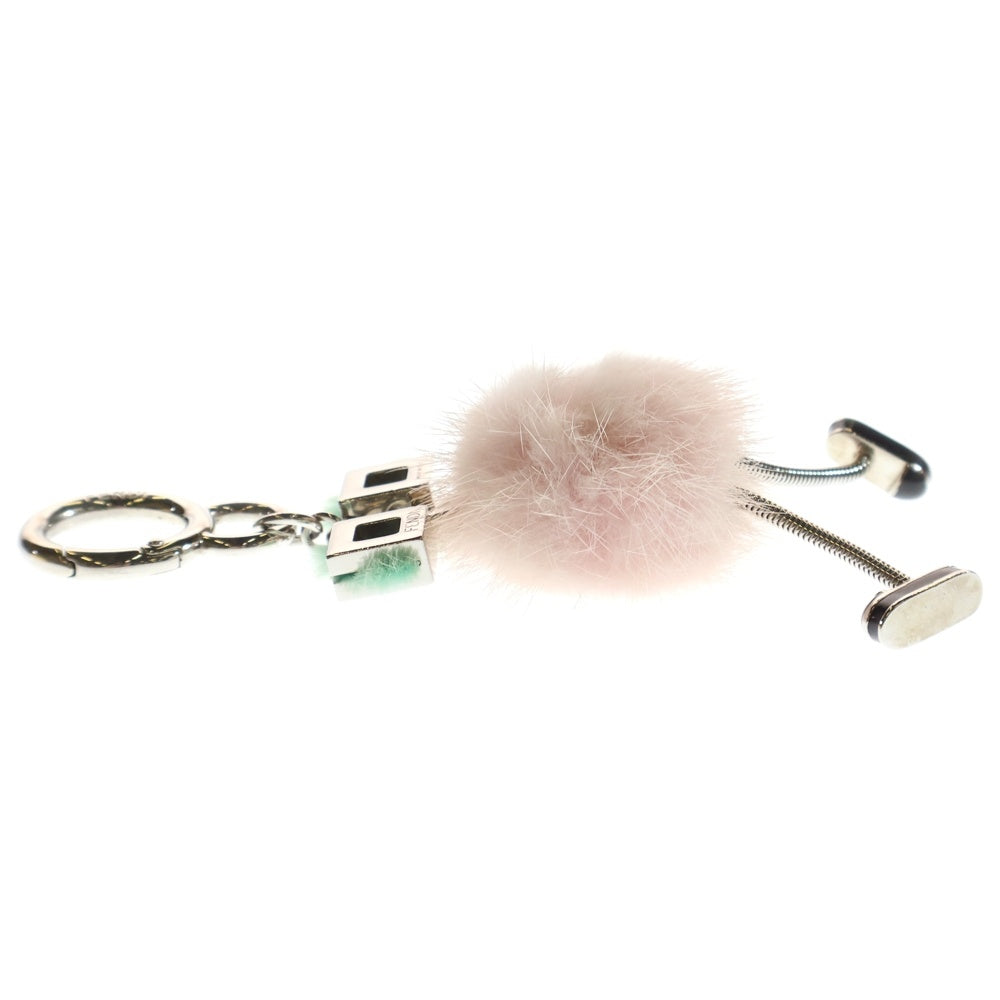 FENDI(フェンディ) ミンクファー キーホルダー バッグチャーム キーリング ピンク×シルバー