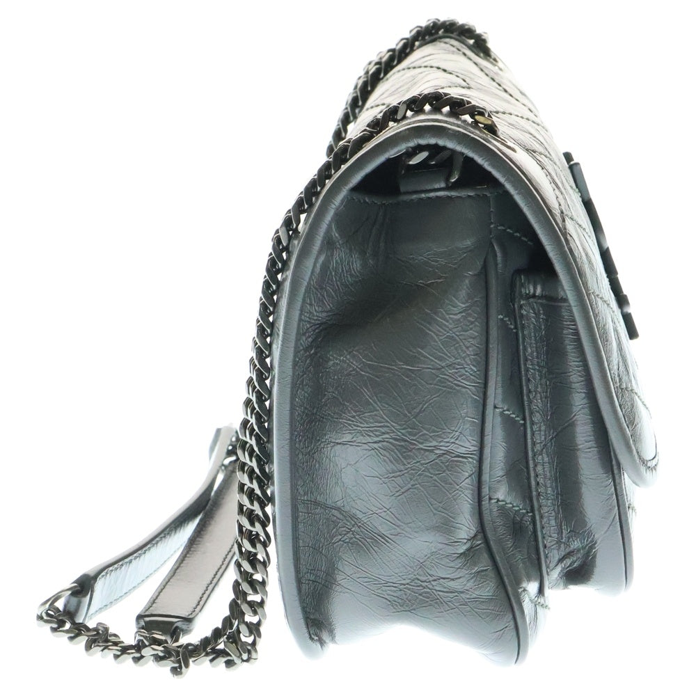 SAINT LAURENT PARIS(サンローランパリ) ニキ ベイビーチェーンショルダーバック ハンドバッグ シルバー金具 グレー カーフスキン