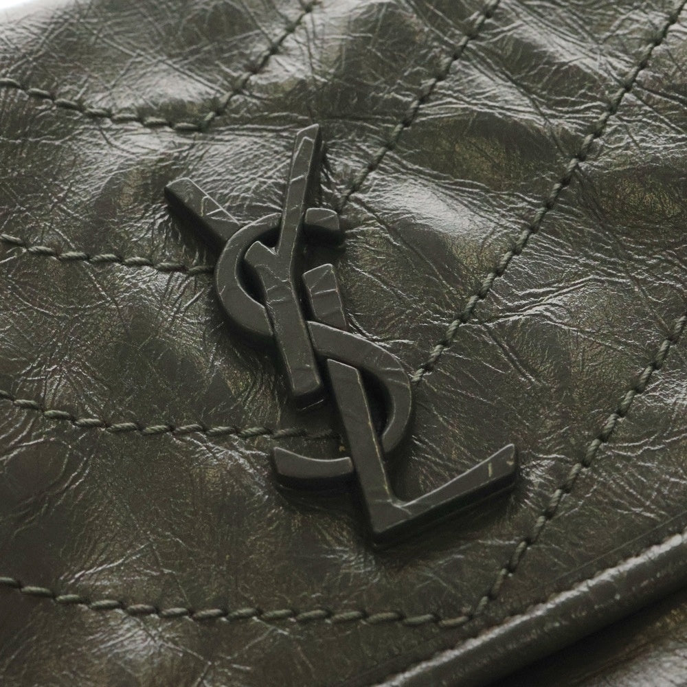 SAINT LAURENT PARIS(サンローランパリ) ニキ ベイビーチェーンショルダーバック ハンドバッグ シルバー金具 グレー カーフスキン