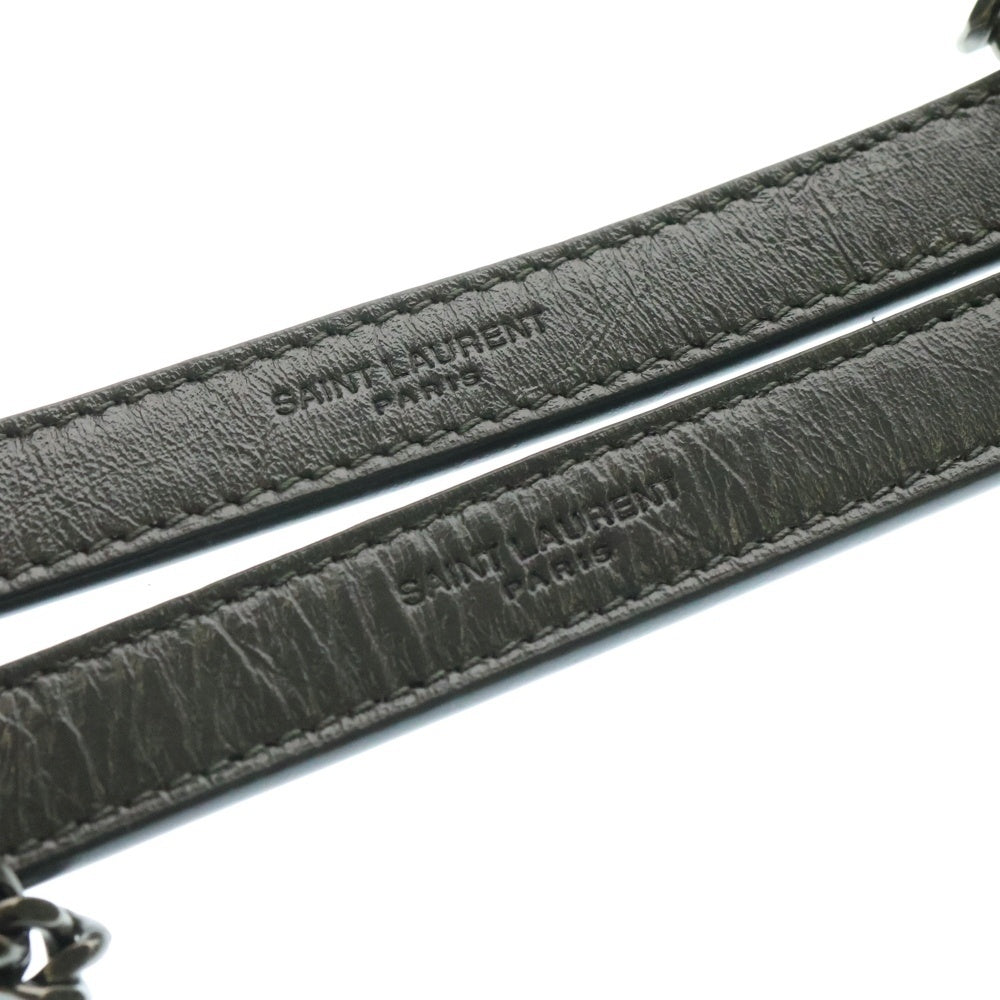 SAINT LAURENT PARIS(サンローランパリ) ニキ ベイビーチェーンショルダーバック ハンドバッグ シルバー金具 グレー カーフスキン
