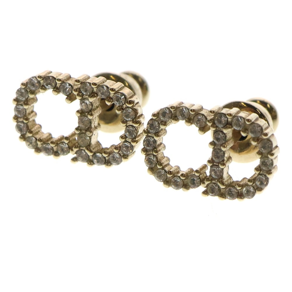 Christian Dior(クリスチャンディオール) CDロゴ ラインストーンピアス イヤーアクセサリー ゴールド