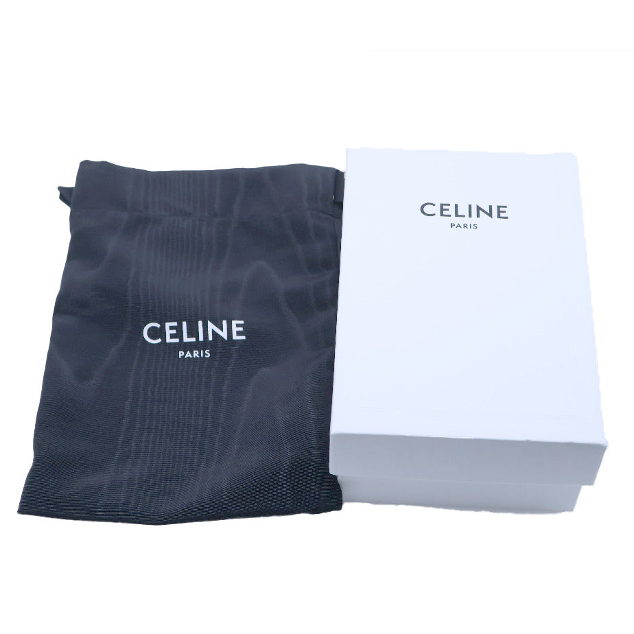 CELINE(セリーヌ) スモールトリフォールドウォレット 16セーズ コンパクトウォレット 三つ折り財布 コインケース ブラック ゴールド金具 レザー