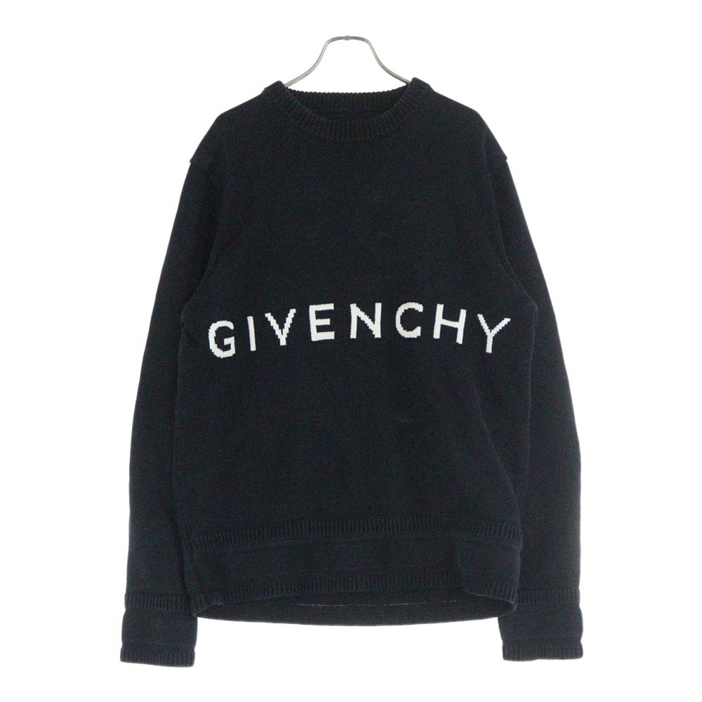 GIVENCHY(ジバンシィ) 22SS バック4G ロゴ ジャガード クルーネック ロングスリーブ 長袖 コットンニット セーター ブラック BM90G9401M