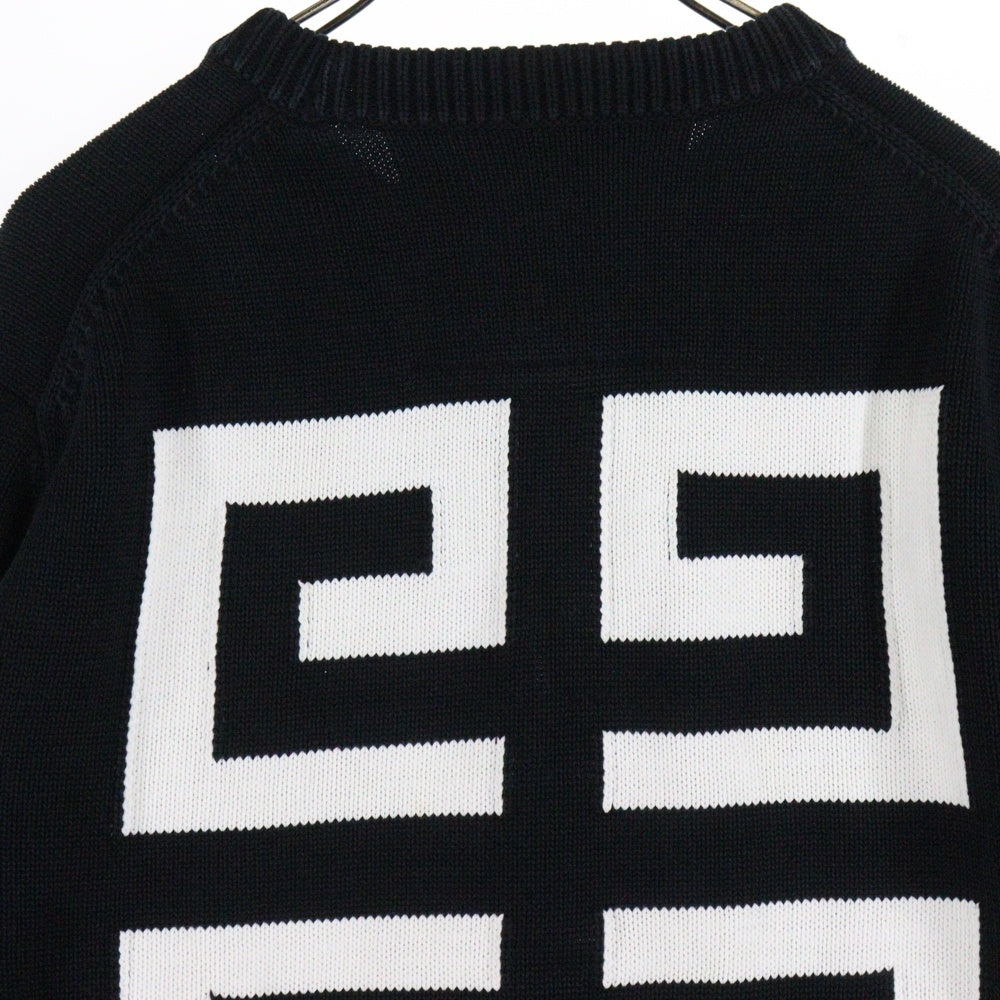 GIVENCHY(ジバンシィ) 22SS バック4G ロゴ ジャガード クルーネック ロングスリーブ 長袖 コットンニット セーター ブラック BM90G9401M