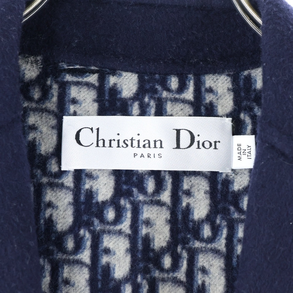 Christian Dior(クリスチャンディオール) オブリーク 裏地総柄 シルク混 ウール チェスターコート ネイビー レディース 110M36A1375