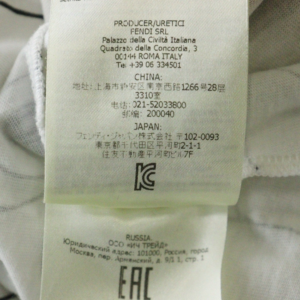 FENDI(フェンディ) ズッカ柄 テディベア 総柄プリント クルーネック 半袖Tシャツ カットソー ホワイト レディース