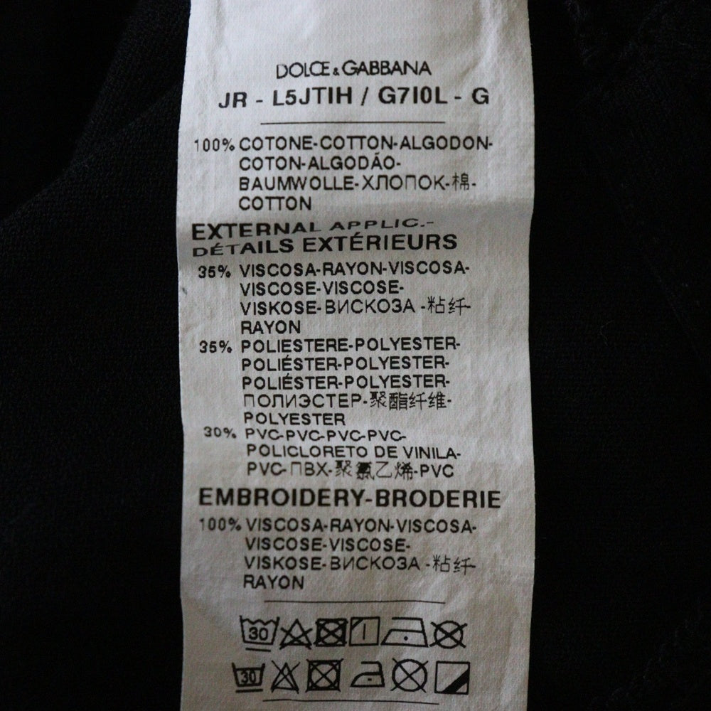 DOLCE & GABBANA(ドルチェアンドガッバーナ) フロントロゴプリント DG刺繍 クルーネック クロップド ショート丈 半袖Tシャツ カットソー ブラック レディース