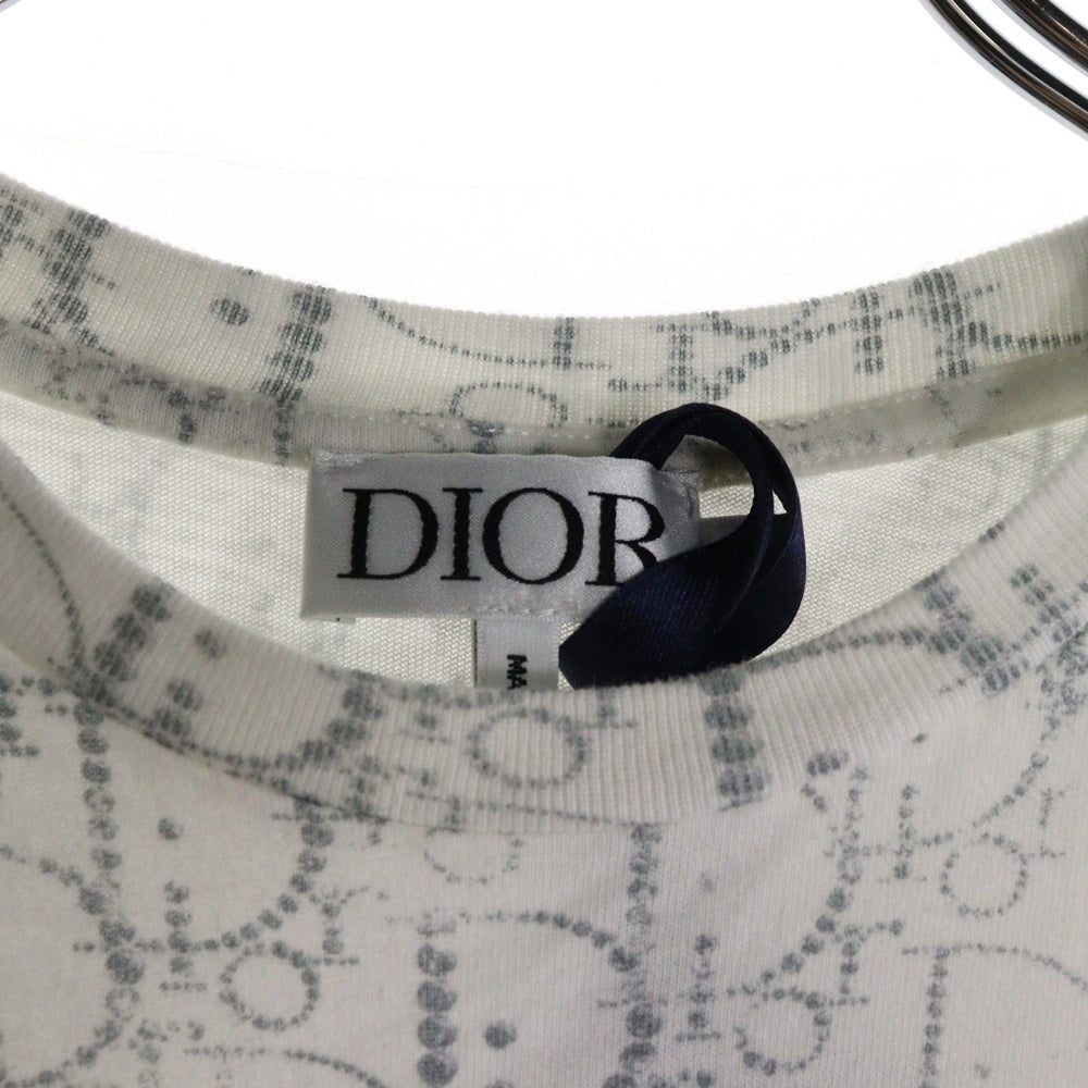 DIOR(ディオール) オブリーク トロッター 総柄プリント クルーネック 半袖Tシャツ カットソー ホワイト レディース 3SBM23TEEE