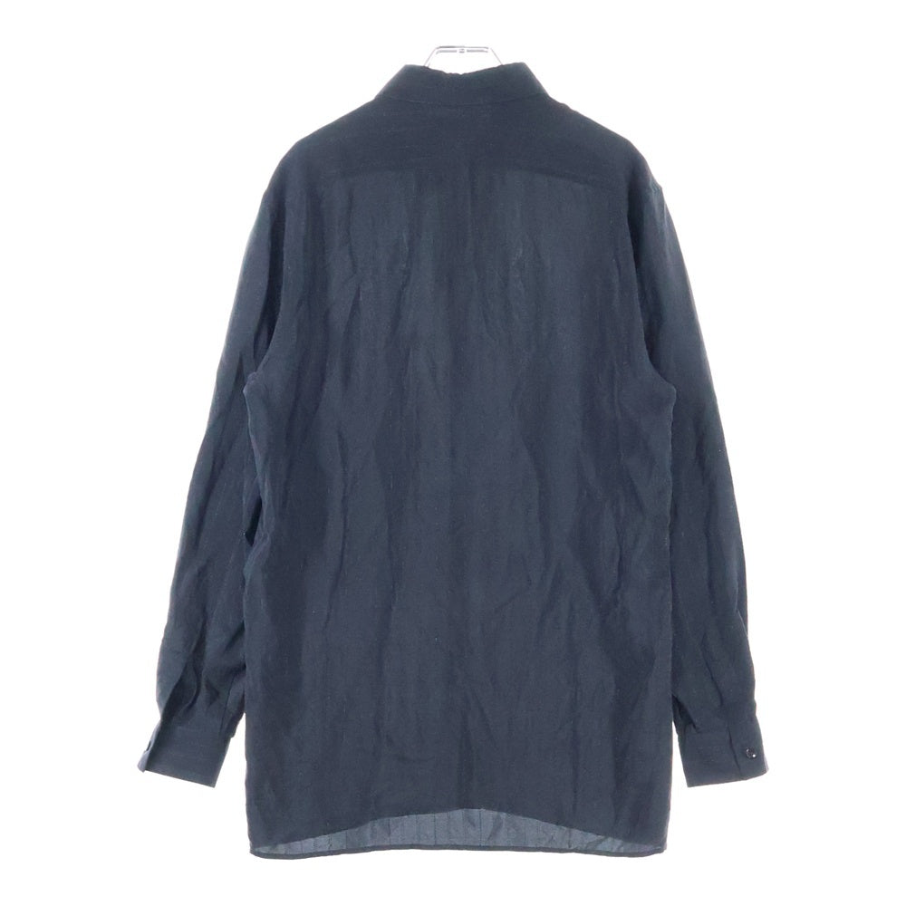 SAINT LAURENT PARIS(サンローランパリ) ストライプ総柄 シルク ロングスリーブ 長袖シャツ ブラック 749174