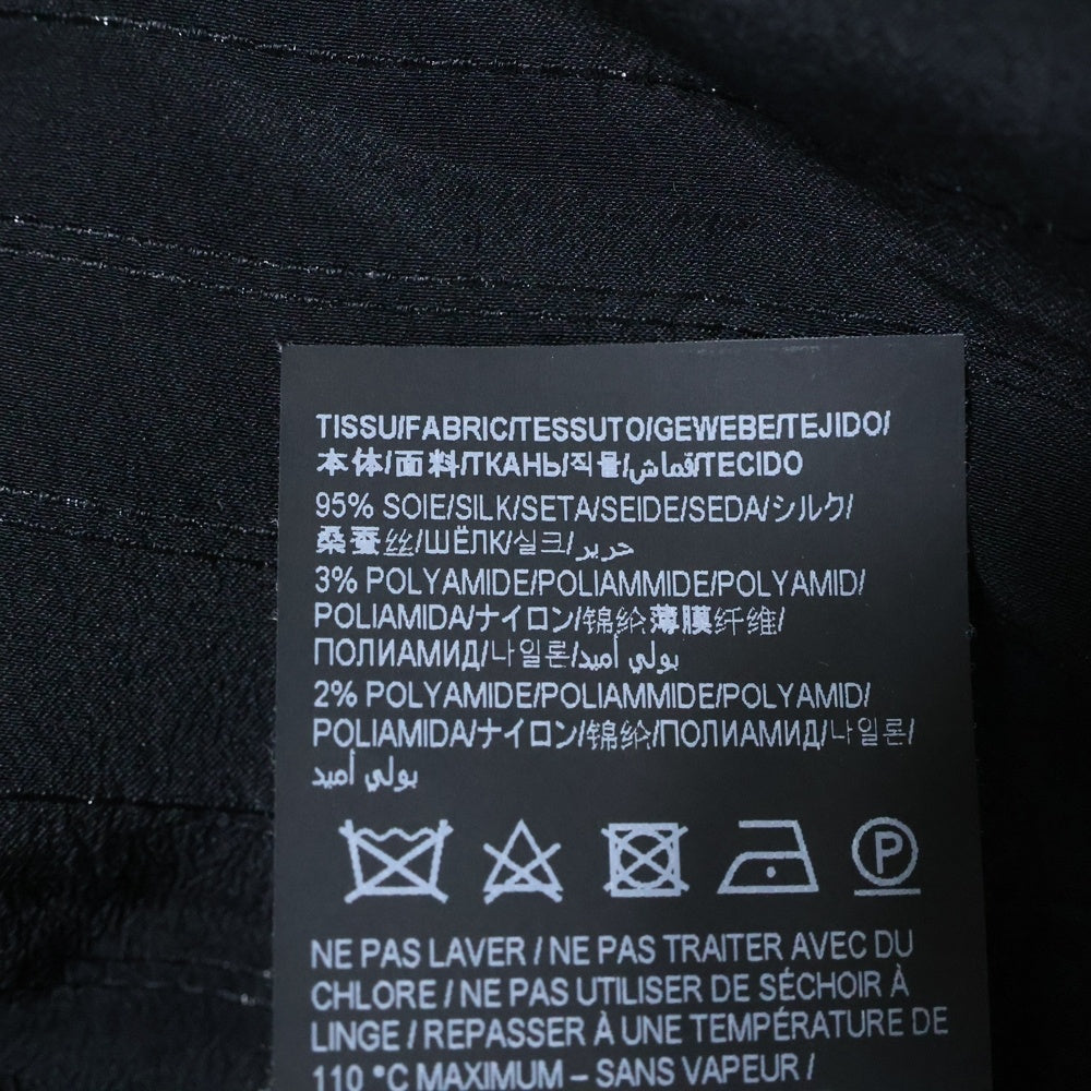 SAINT LAURENT PARIS(サンローランパリ) ストライプ総柄 シルク ロングスリーブ 長袖シャツ ブラック 749174