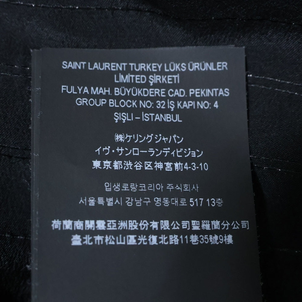 SAINT LAURENT PARIS(サンローランパリ) ストライプ総柄 シルク ロングスリーブ 長袖シャツ ブラック 749174