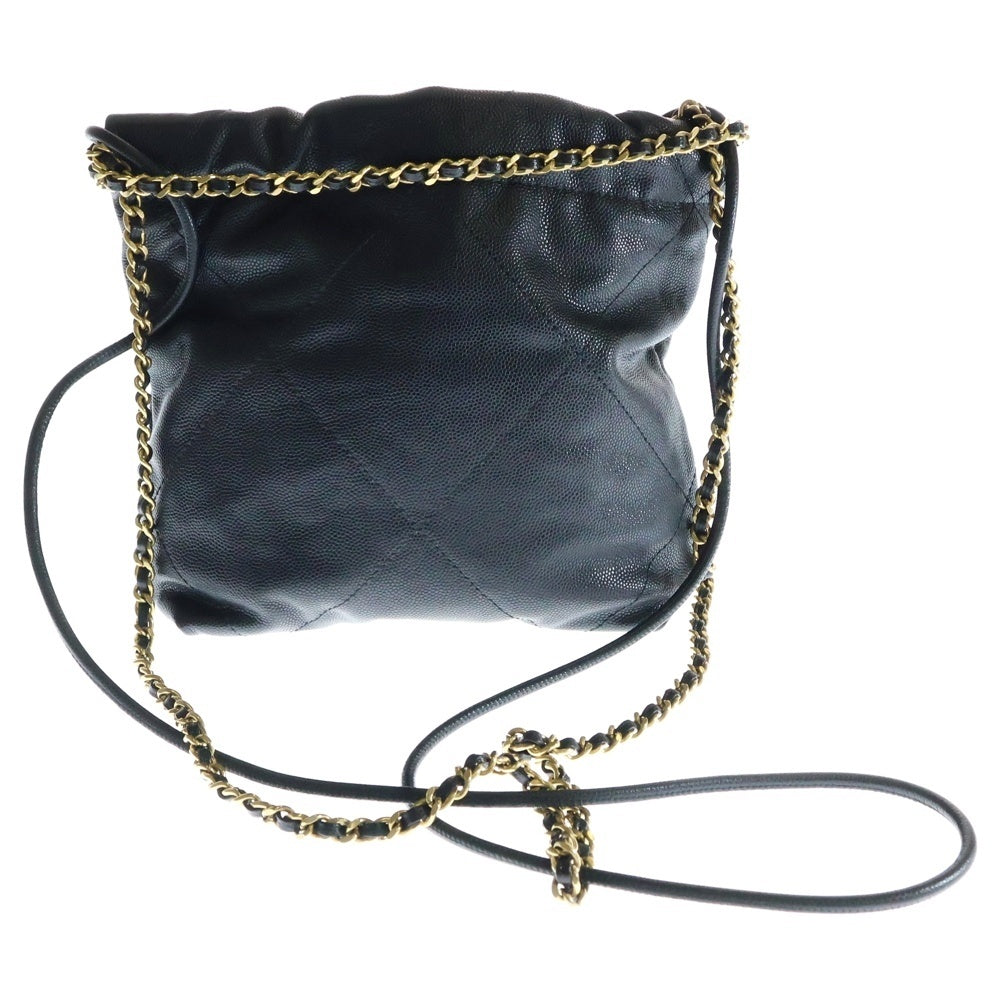 CHANEL(シャネル) シャネル22 ミニ ココマーク キャビアスキン 2WAY チェーンショルダーバック レザーハンドバッグ ブラック レディース AS3980