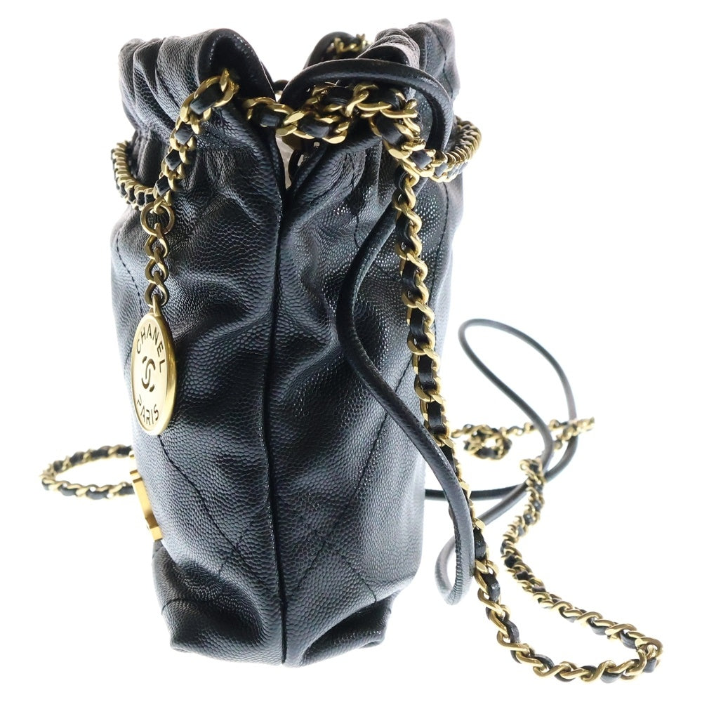 CHANEL(シャネル) シャネル22 ミニ ココマーク キャビアスキン 2WAY チェーンショルダーバック レザーハンドバッグ ブラック レディース AS3980