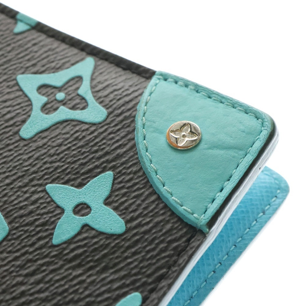 LOUIS VUITTON(ルイヴィトン) プレイグラウンド ポルトフォイユスレンダー コンパクトウォレット 二つ折り財布 カードケース ターコイズブルー×ブラック レザー M82004