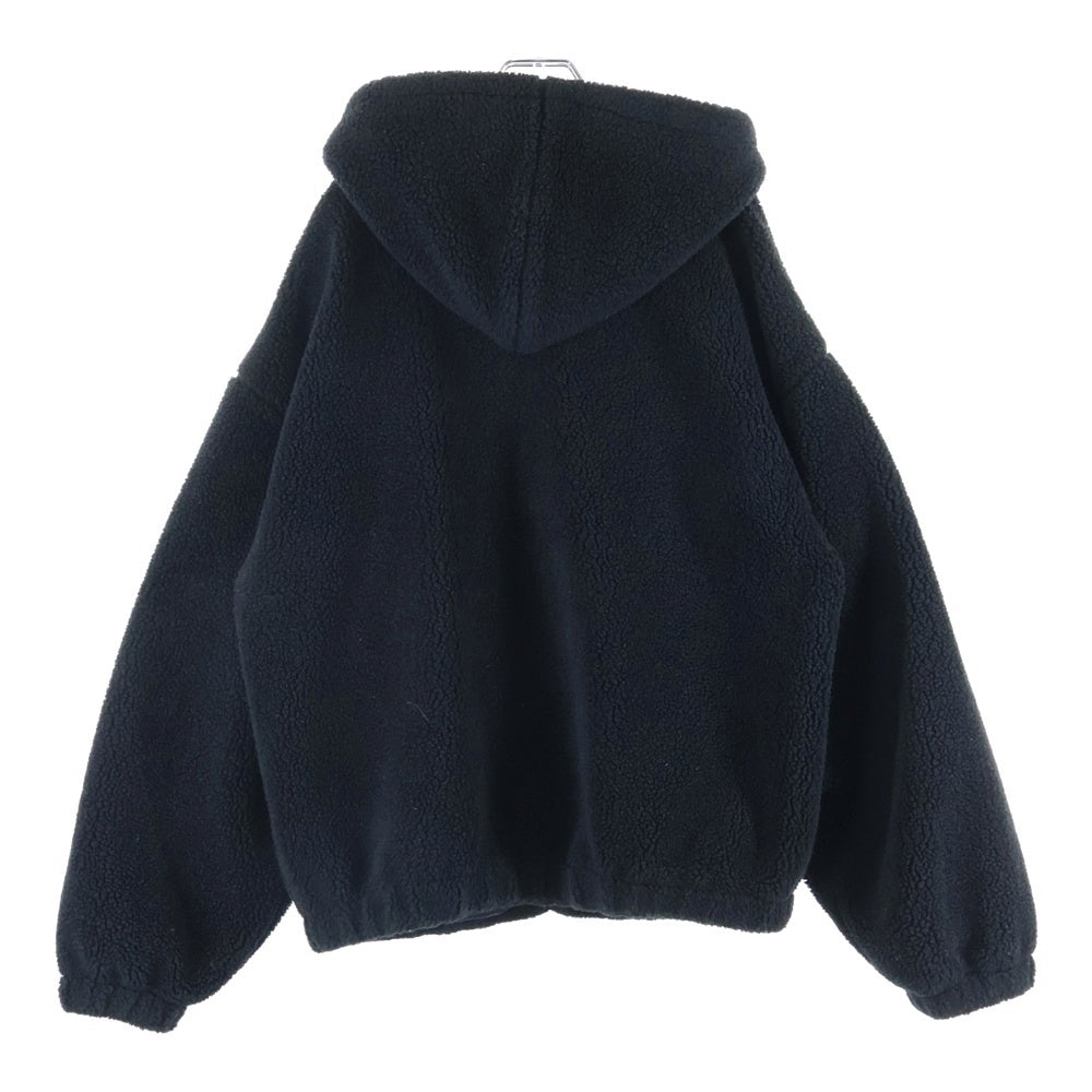 CELINE(セリーヌ) 24AW ロゴ刺繍 トリオンフチャーム ボアフリース ジップアップ パーカー フーディー ブラック 2Y905699M