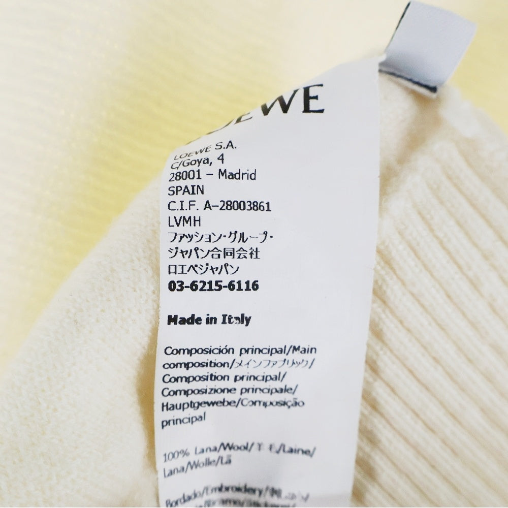 LOEWE(ロエベ) アナグラムロゴ刺繍 パイル生地 クルーネック ロングスリーブ 長袖 ニット セーター アイボリー レディース S359Y14KGJ