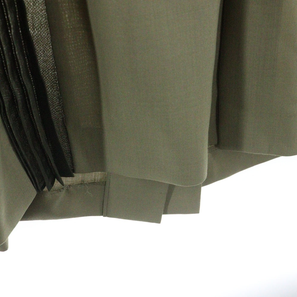 Sacai(サカイ) 22AW プリーツ ドッキング 半袖 シャツ ワンピース カーキ レディース 22-06038