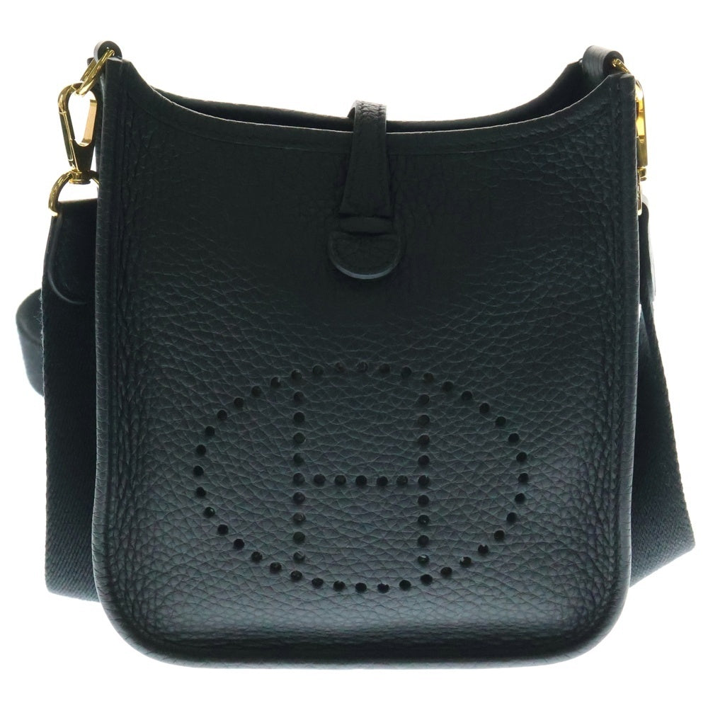 HERMES(エルメス) エブリンTPM ノワール トリヨンクレマンス Hロゴ パンチングレザー ショルダーバッグ ゴールド金具 ブラック U刻印