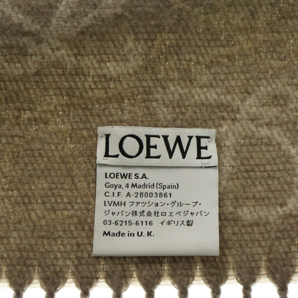 LOEWE(ロエベ) アナグラムロゴ カシミヤ混 ウール フリンジマフラー ベージュ F810487X17
