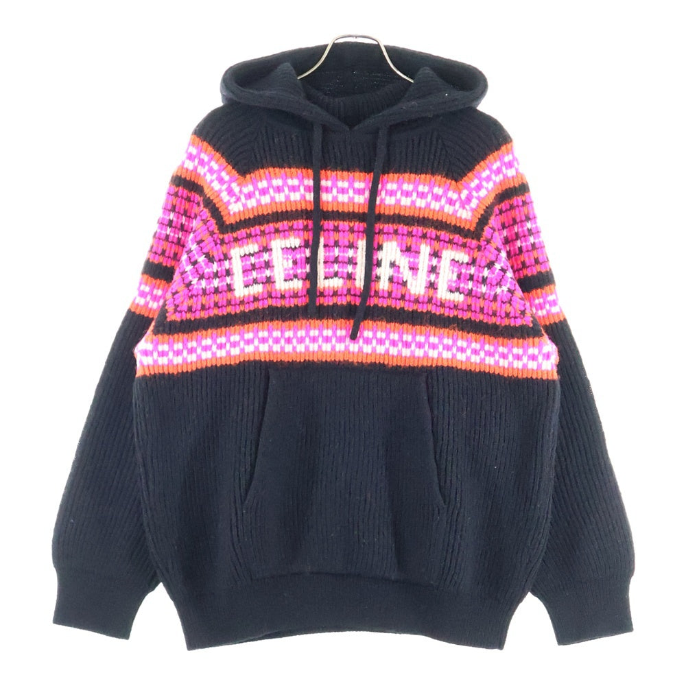 CELINE(セリーヌ) 22AW Embroidery Hooded Sweater In Ski Jacquard Wool エンブロイダリープルオーバーパーカー セーター ニット マルチカラー 2AC23579S