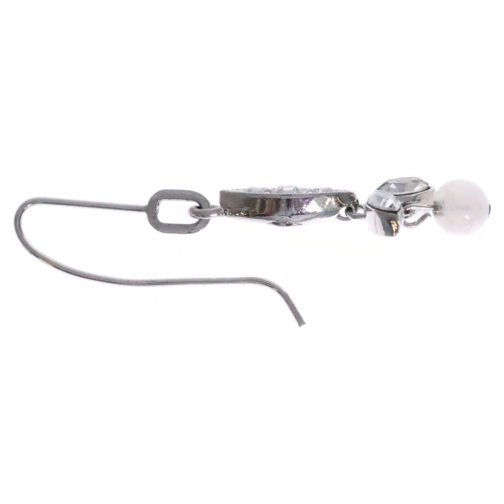 Christian Dior(クリスチャンディオール) ラインストーン ピアス フックピアス イヤリング シルバー メタル