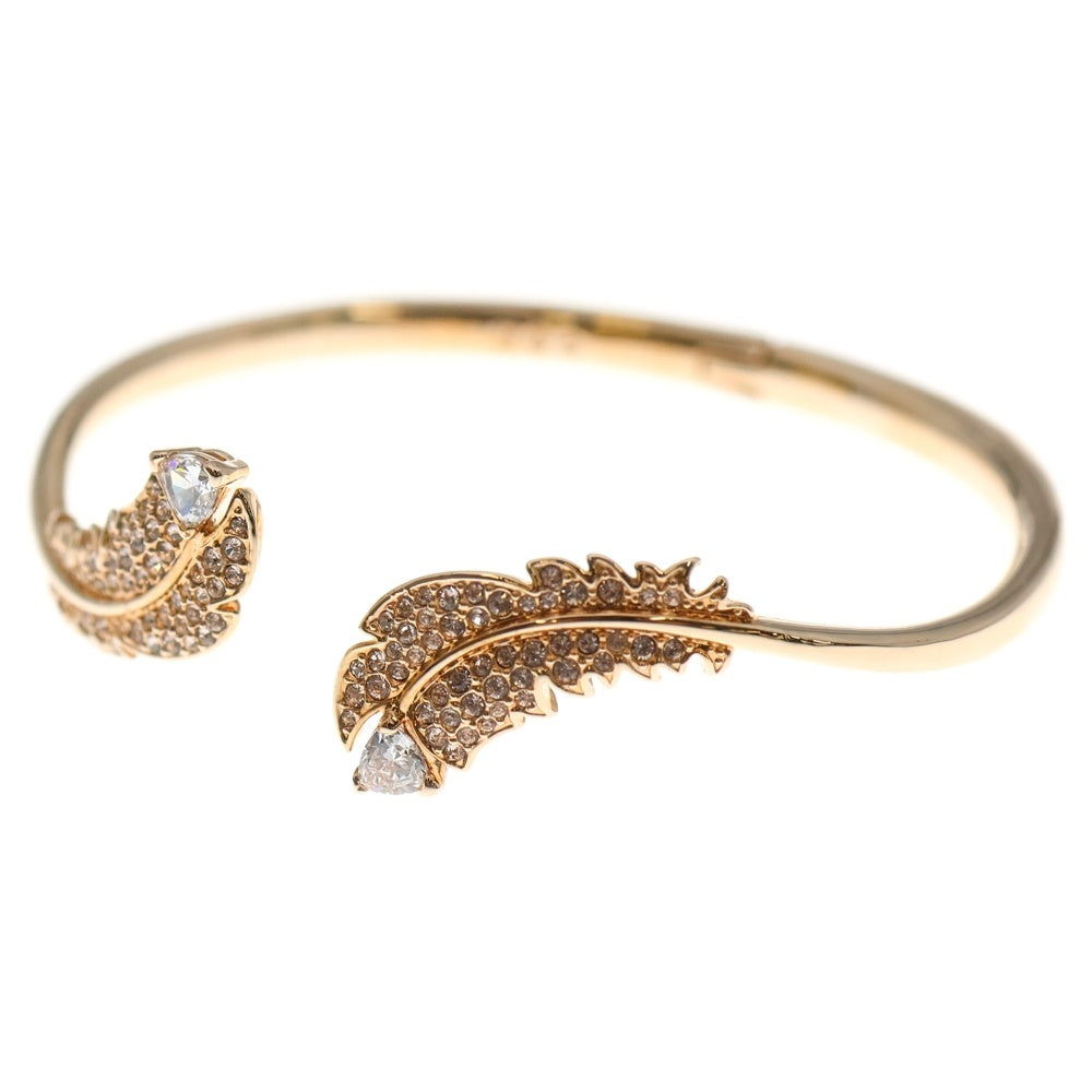 SWAROVSKI(スワロフスキー) 羽 フェザー バングル ブレスレット GP ゴールド アクセサリー レディース