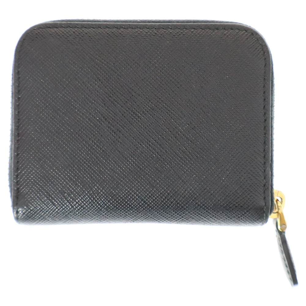 PRADA(プラダ) 2つ折り財布 コンパクトウォレット コインケース ブラック ゴールド金具 サフィアーノ 1ML036