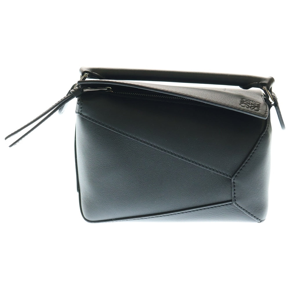 LOEWE(ロエベ) パズルバッグ ミニ 2WAYバッグ ハンドバッグ ショルダーバッグ ブラック レザー シルバー金具 B510U89X02