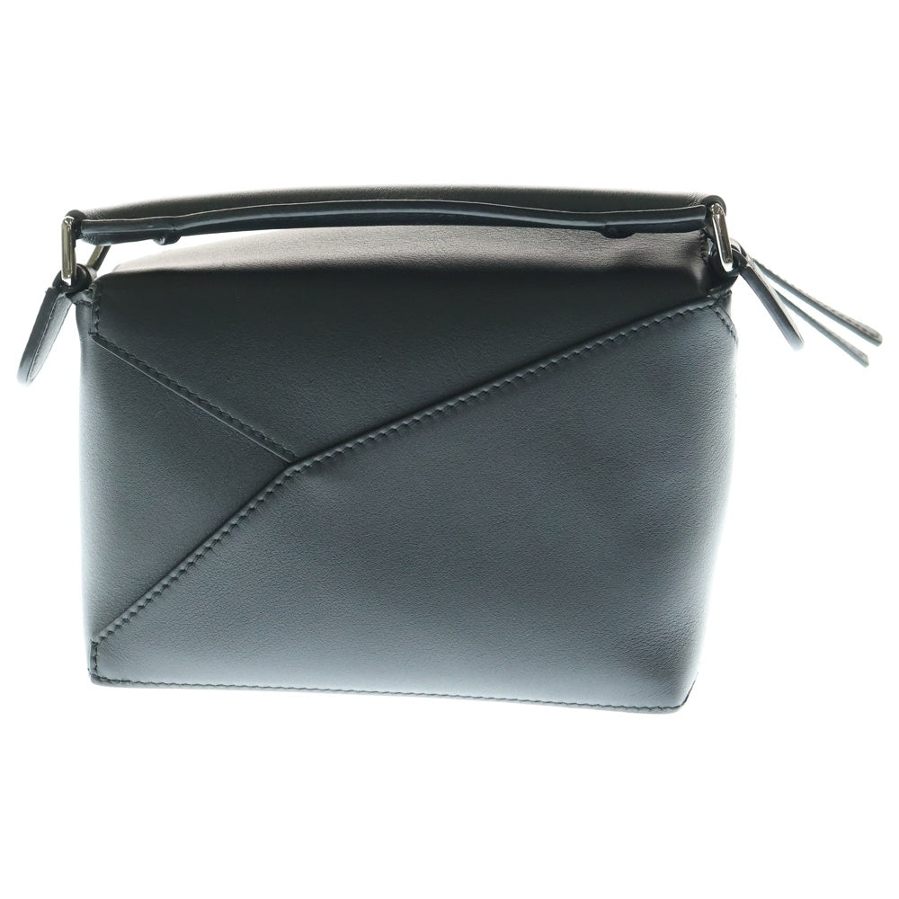 LOEWE(ロエベ) パズルバッグ ミニ 2WAYバッグ ハンドバッグ ショルダーバッグ ブラック レザー シルバー金具 B510U89X02