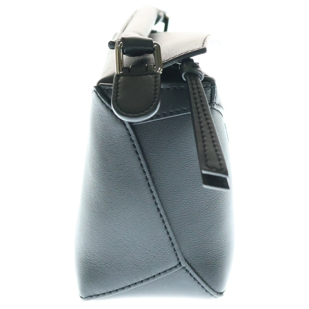 LOEWE(ロエベ) パズルバッグ ミニ 2WAYバッグ ハンドバッグ ショルダーバッグ ブラック レザー シルバー金具 B510U89X02