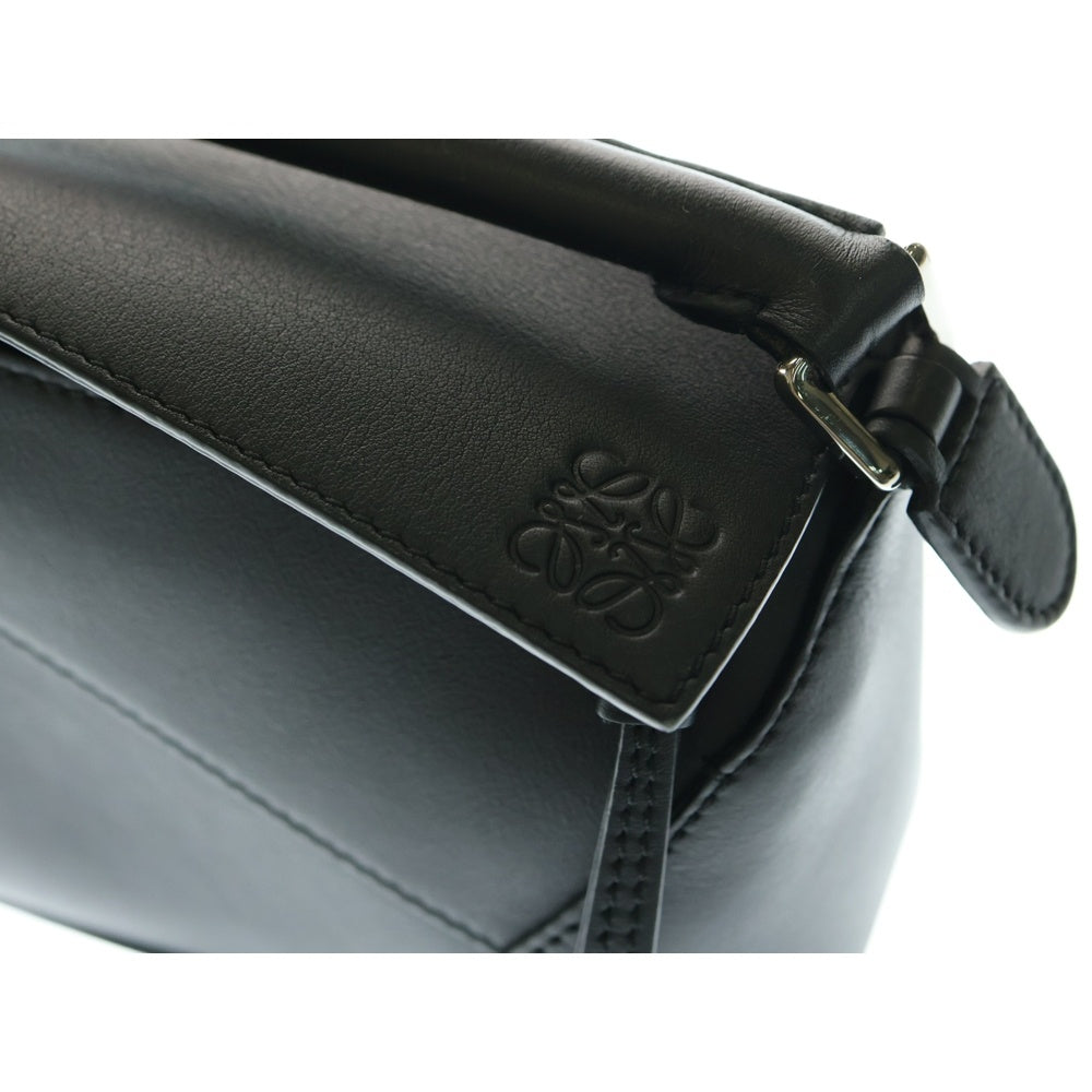 LOEWE(ロエベ) パズルバッグ ミニ 2WAYバッグ ハンドバッグ ショルダーバッグ ブラック レザー シルバー金具 B510U89X02