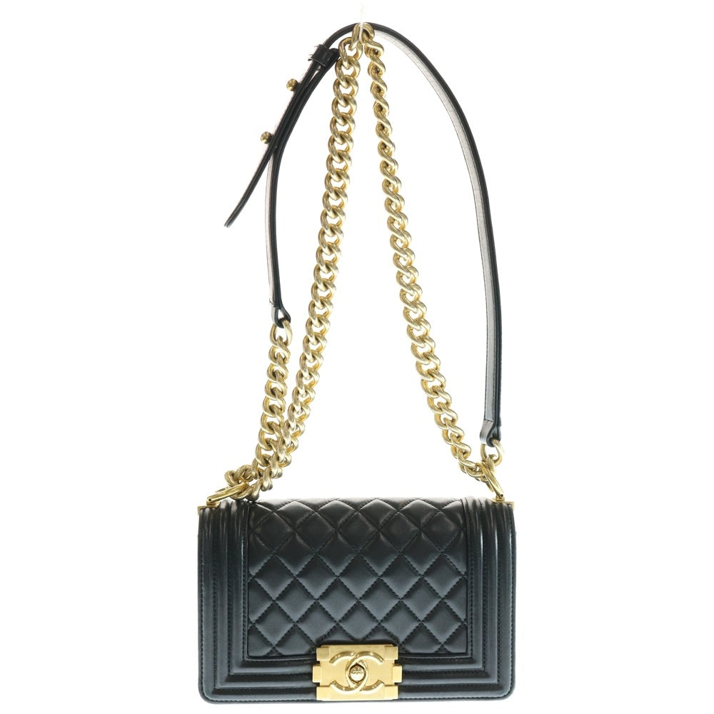 CHANEL(シャネル) ボーイシャネル20 ココマーク スモール ラムスキン チェーンレザーショルダーバッグ ブラック
