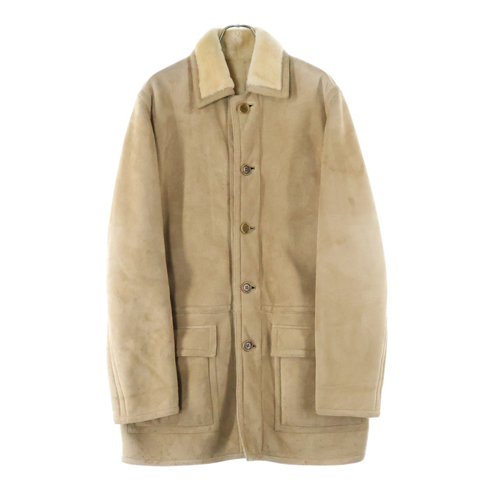 LOEWE(ロエベ) ラムレザー スエード ムートン ボアライニング ステンカラーコート ベージュ