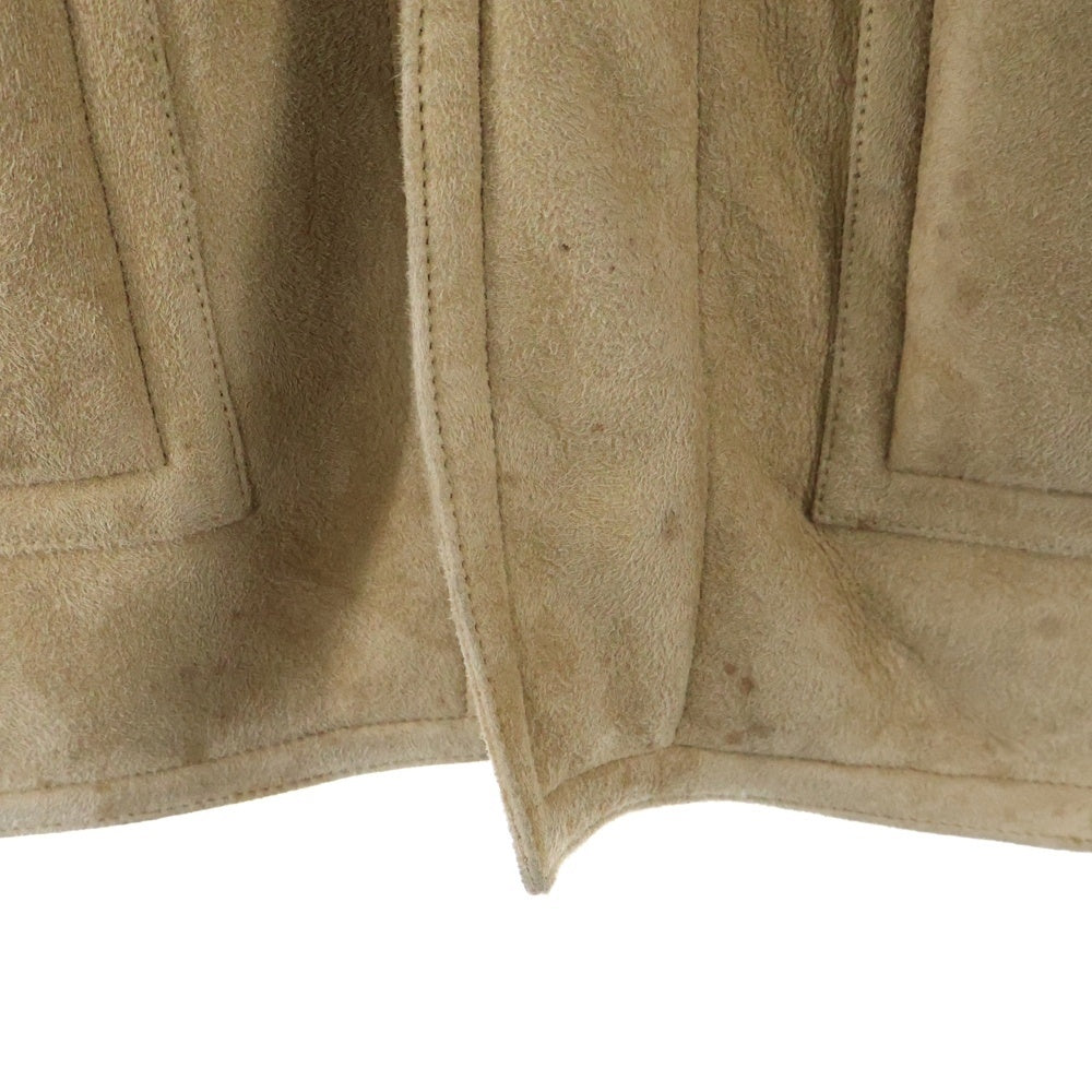 LOEWE(ロエベ) ラムレザー スエード ムートン ボアライニング ステンカラーコート ベージュ