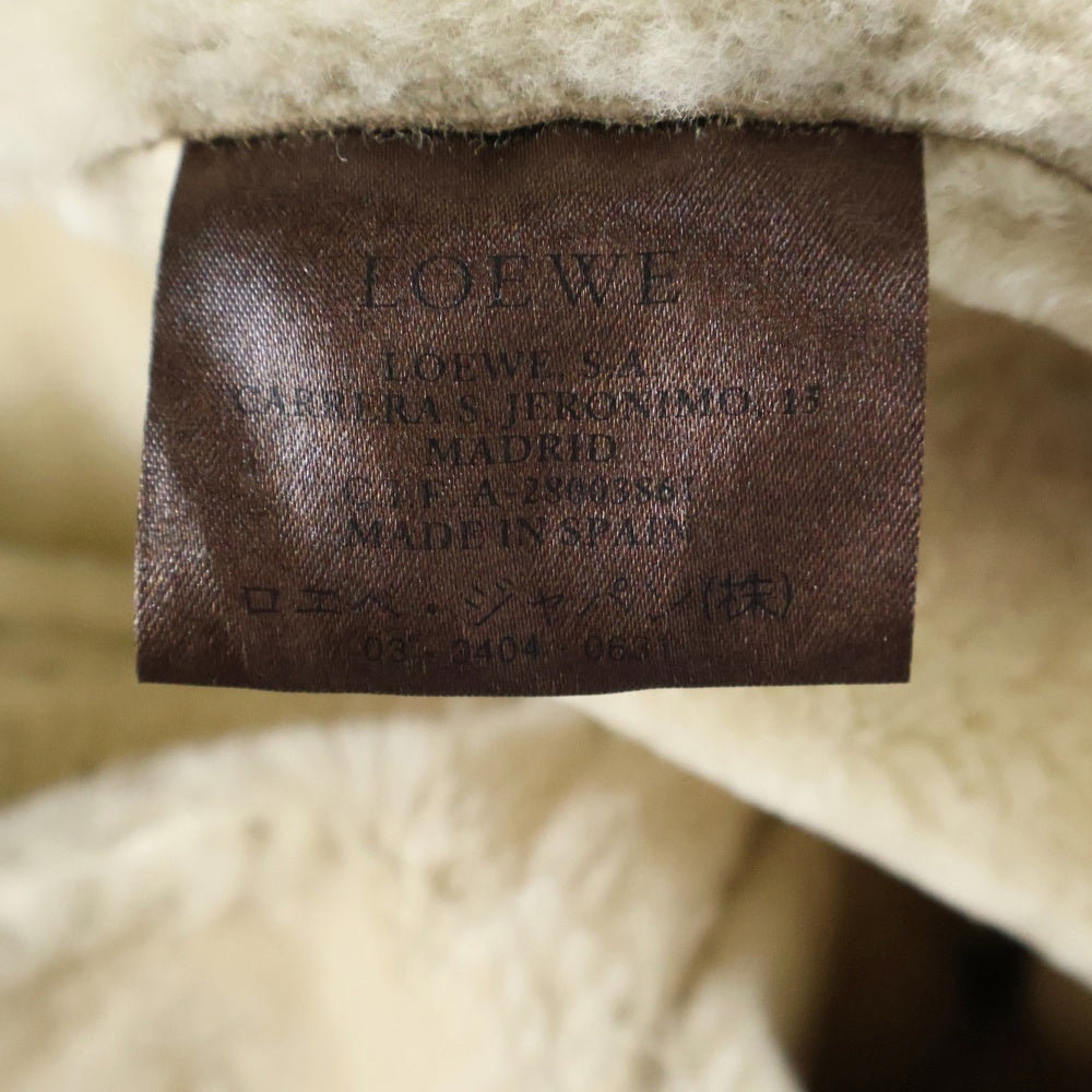 LOEWE(ロエベ) ラムレザー スエード ムートン ボアライニング ステンカラーコート ベージュ