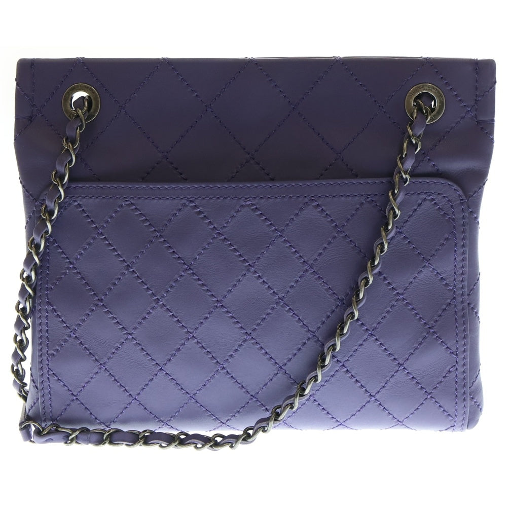 CHANEL(シャネル) ワイルドステッチ 2WAYバッグ チェーンショルダーバッグ トートバック パープル ラムスキン シルバー金具