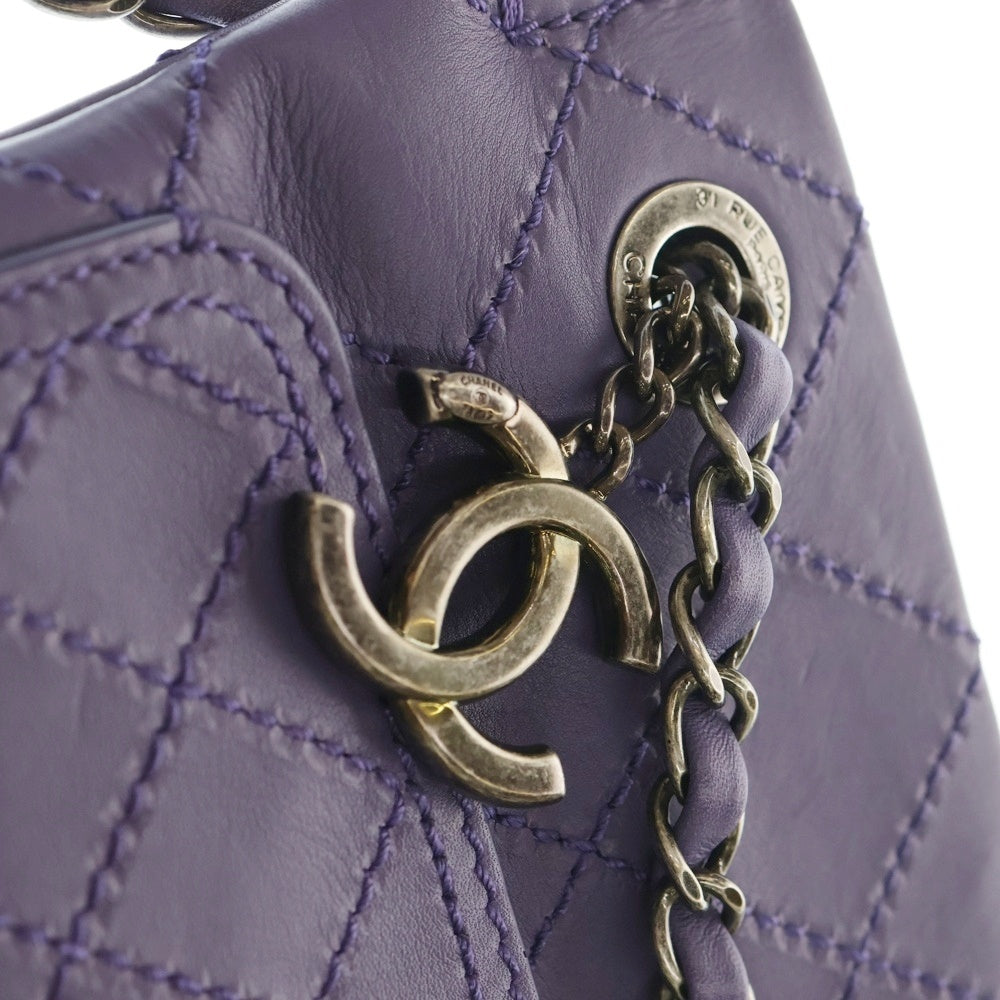CHANEL(シャネル) ワイルドステッチ 2WAYバッグ チェーンショルダーバッグ トートバック パープル ラムスキン シルバー金具