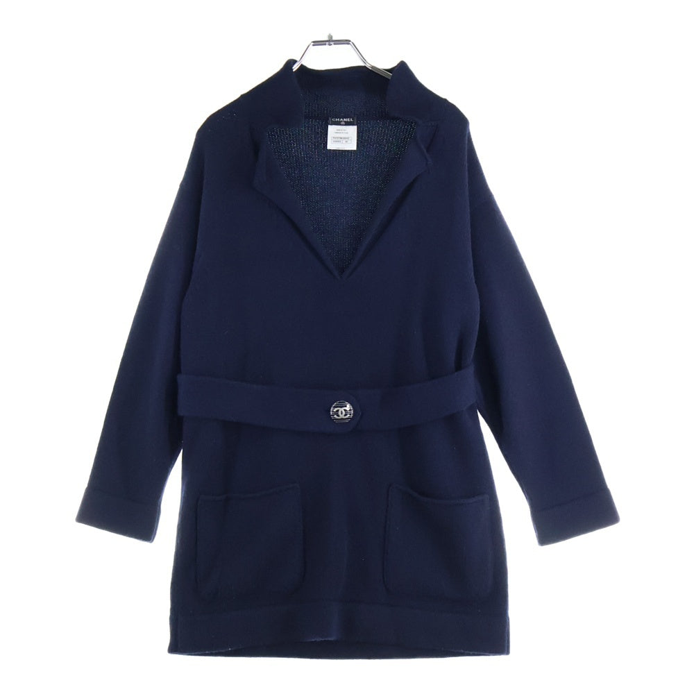 CHANEL(シャネル) ココマークボタン カシミヤ ニット プルオーバー 長袖 ワンピース ネイビー レディース P47679K06042