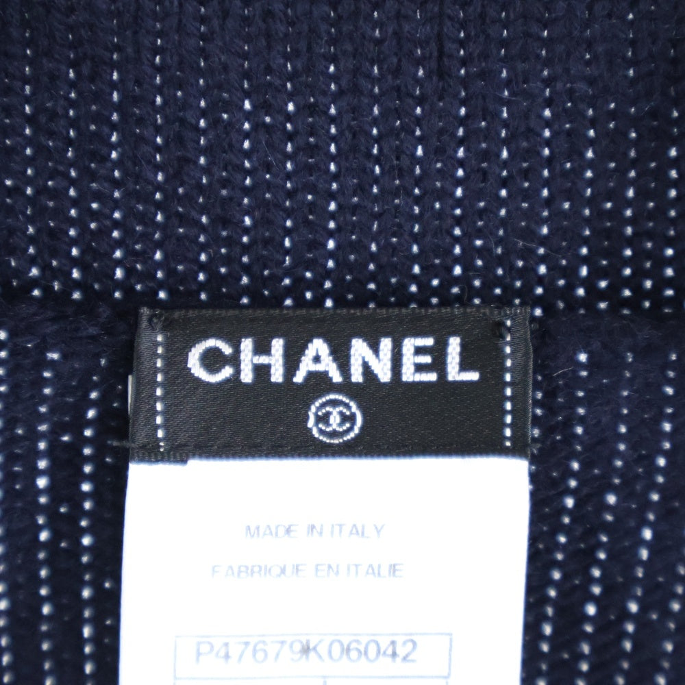 CHANEL(シャネル) ココマークボタン カシミヤ ニット プルオーバー 長袖 ワンピース ネイビー レディース P47679K06042