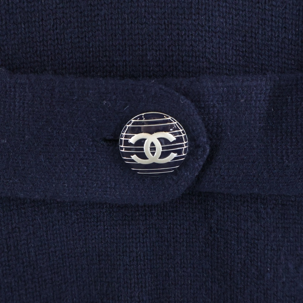 CHANEL(シャネル) ココマークボタン カシミヤ ニット プルオーバー 長袖 ワンピース ネイビー レディース P47679K06042