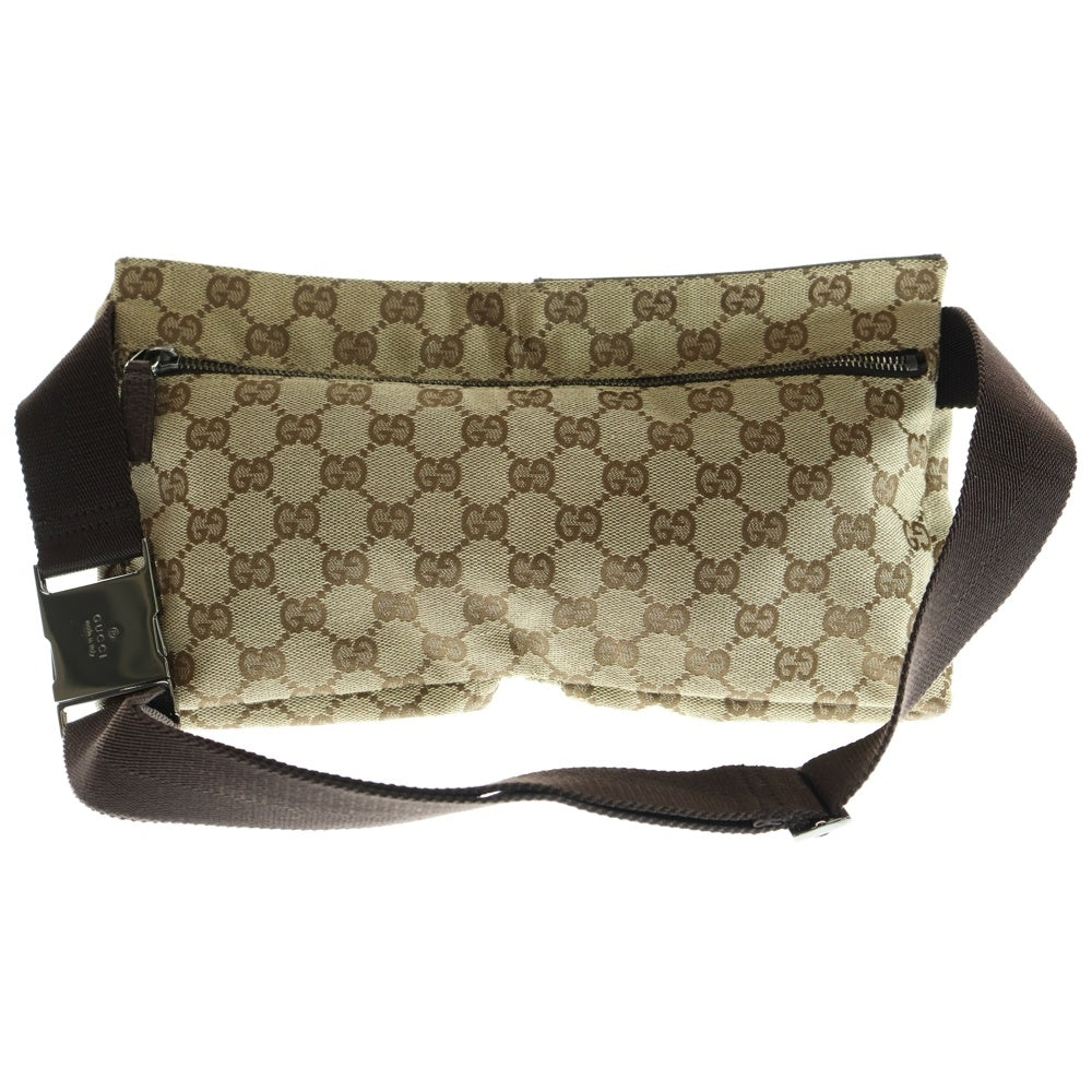 GUCCI(グッチ) GGキャンバス ウエストポーチ ボディバッグ ショルダーバッグ ブラウン×ベージュ シルバー金具 キャンバス×レザー 28566