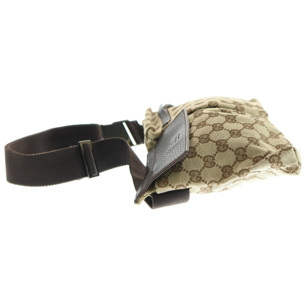 GUCCI(グッチ) GGキャンバス ウエストポーチ ボディバッグ ショルダーバッグ ブラウン×ベージュ シルバー金具 キャンバス×レザー 28566