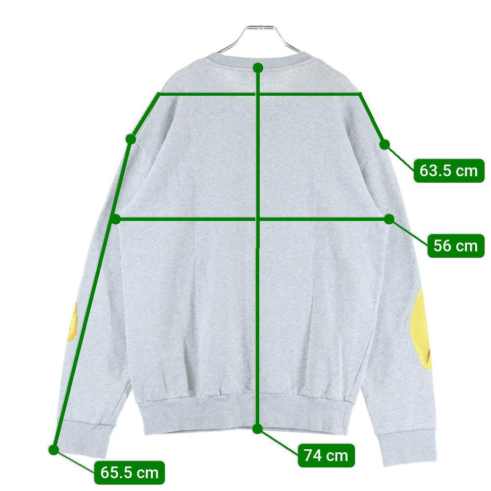 J.W.ANDERSON(ジェー ダブリュー アンダーソン) トロンプルイユ プリント ロゴ刺繍 クルーネック プルオーバースウェットトレーナー グレー/イエロー JW0170PG1216907