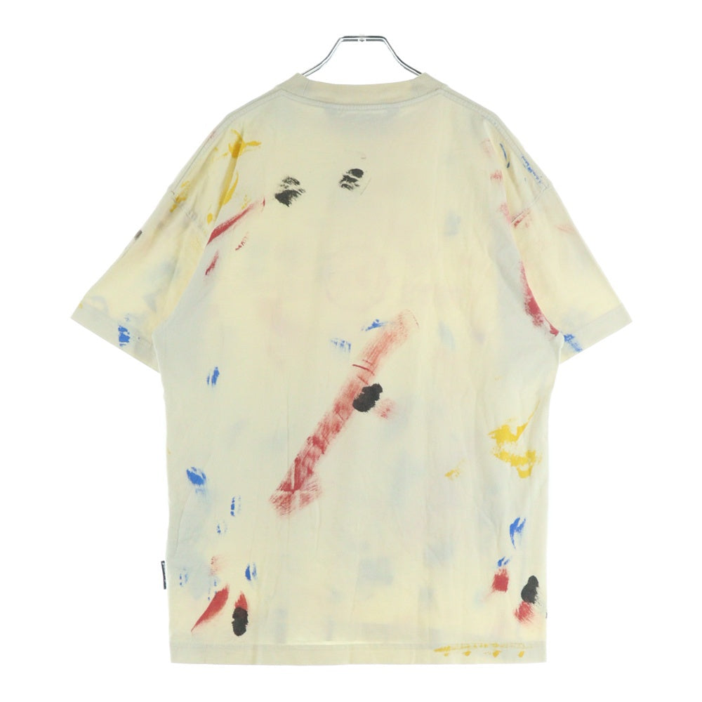 Palm Angels(パームエンジェルス) 22SS Paint Effect College Crewneck T-Shirt ペイント加工 カレッジロゴプリント クルーネック 半袖Tシャツ カットソー ベージュ PMAA072S22JER002