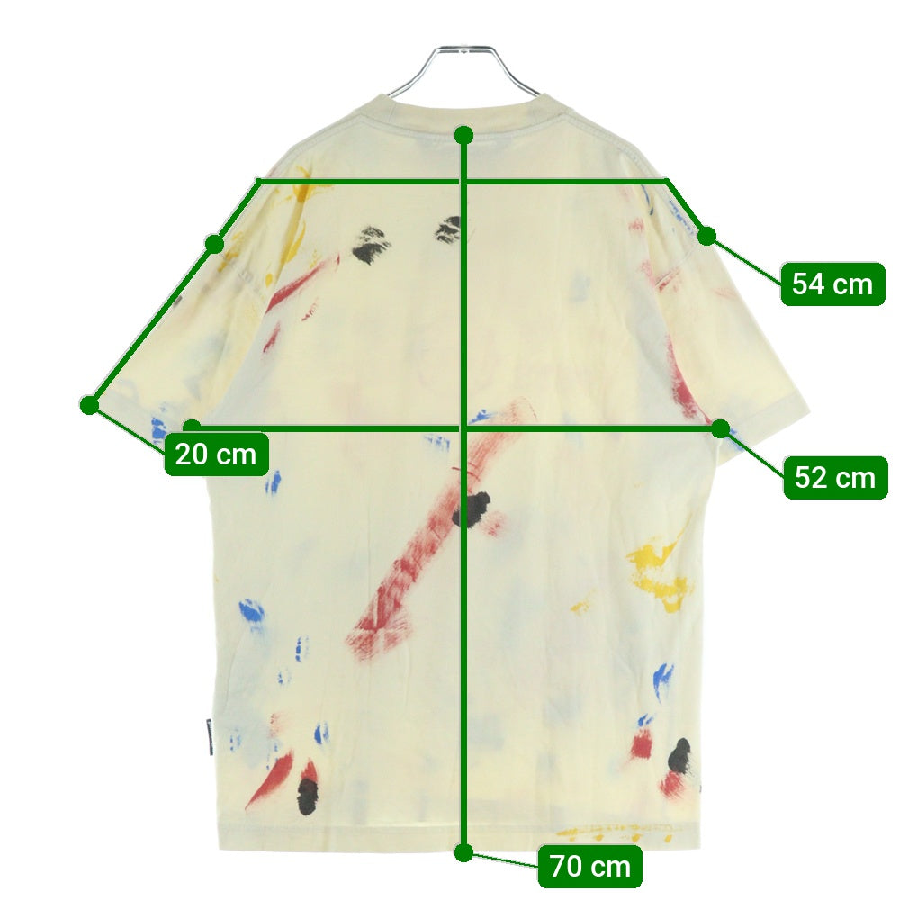 Palm Angels(パームエンジェルス) 22SS Paint Effect College Crewneck T-Shirt ペイント加工 カレッジロゴプリント クルーネック 半袖Tシャツ カットソー ベージュ PMAA072S22JER002