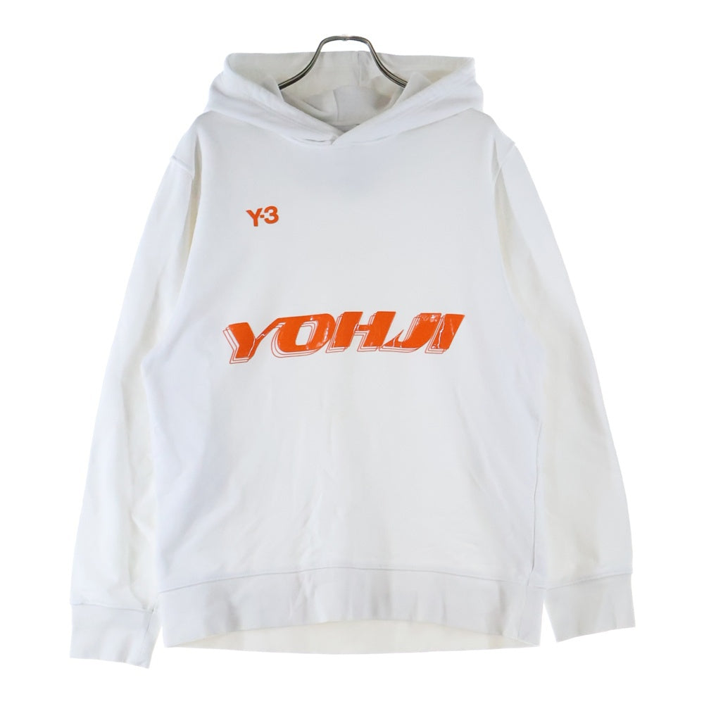 Y-3(ワイスリー) U GRAPHIC HOODIE グラフィック ラバーロゴプリント プルオーバー スウェットパーカー フーディー ホワイト/オレンジ HT4731
