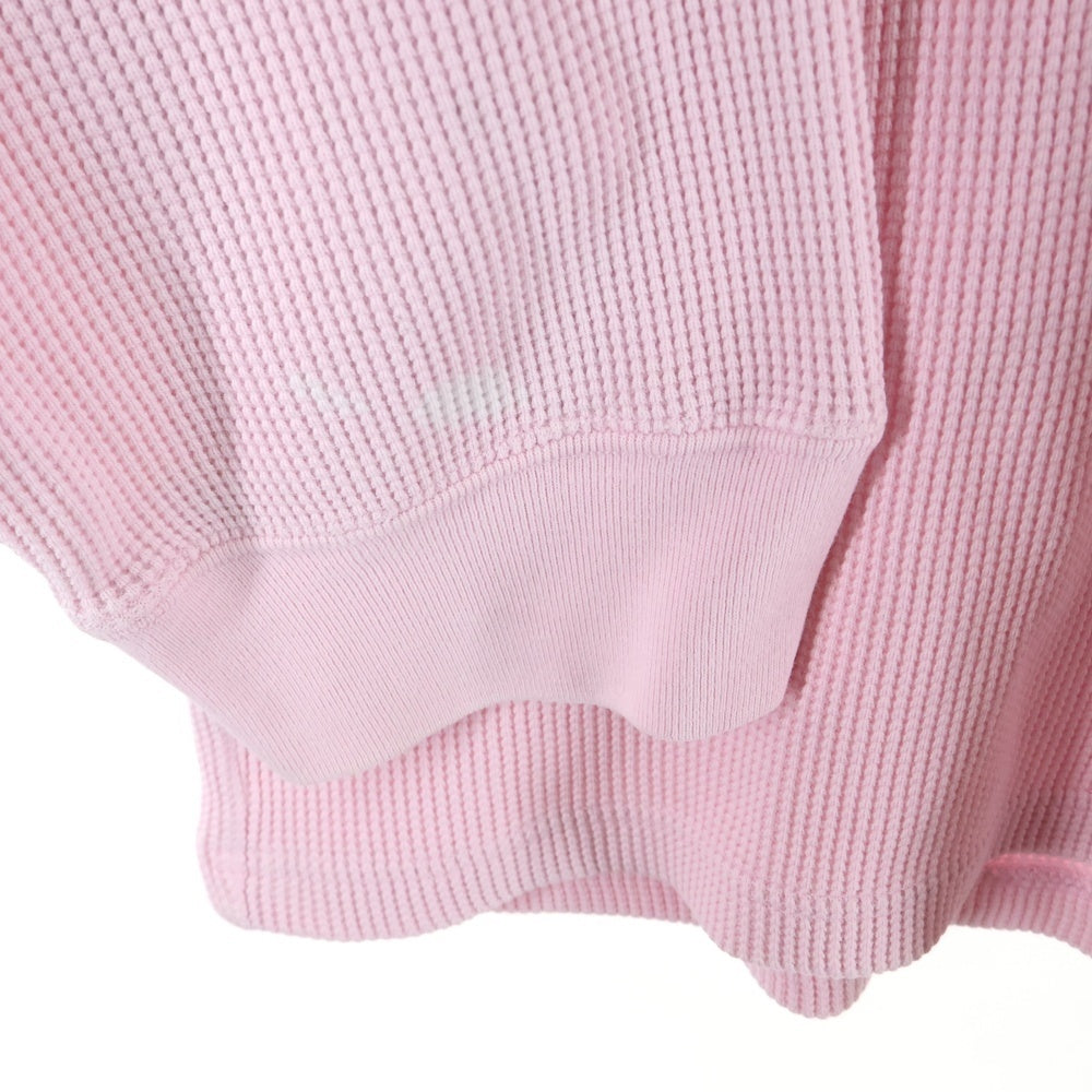 SUPREME(シュプリーム) 18AW Panel Stripe Waffle Thermal ロゴ刺繍 パネルストライプ ワッフル サーマル クルーネック ロングスリーブ 長袖Tシャツ カットソー ピンク/ブラック