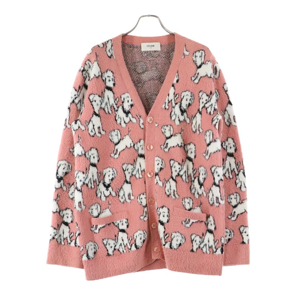 CELINE(セリーヌ) 22SS Amy Dorian Artist Jacquard Cardigan エイミー ドリアン アーティスト ジャガード コットン ウール ニット カーディガン ピンク 2A94W531Q
