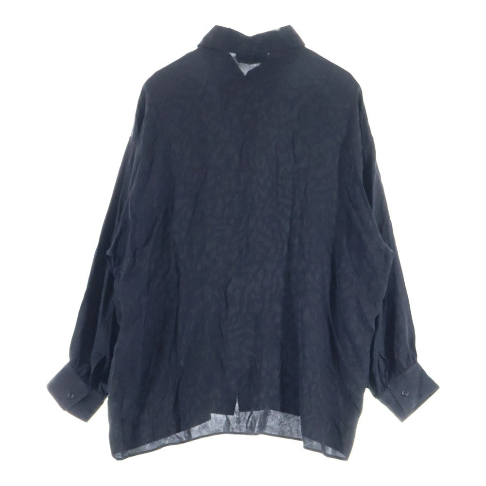 SAINT LAURENT PARIS(サンローランパリ) 22SS レオパード総柄 シルク ロングスリーブ 長袖シャツ ブラック 705698